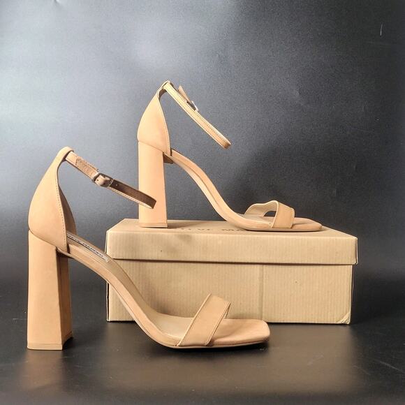Steve Madden Tiaa Sz 9.5 Camel‎ Nubuck Leather Chunky Comfy Cute Block Heels NWB - Picture 2 of 9